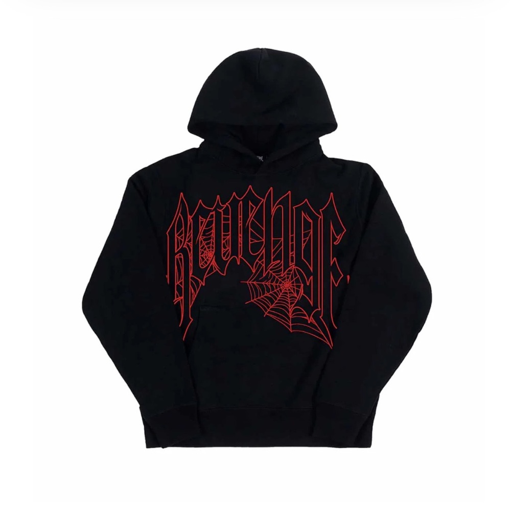 Revenge Black/Red Spider Web Hoodie Streetwear Authentic Size L NWOT